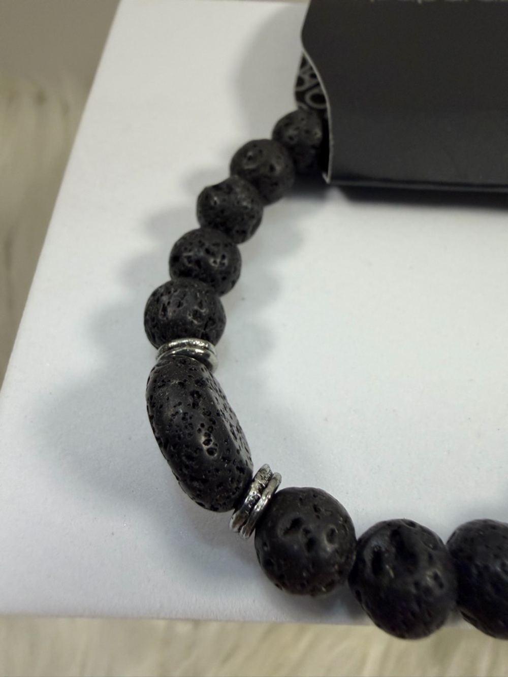 🩷5/$10🩷 paparazzi Black Textured Lava Bead Stretch Bracelet - Picture 2 of 5